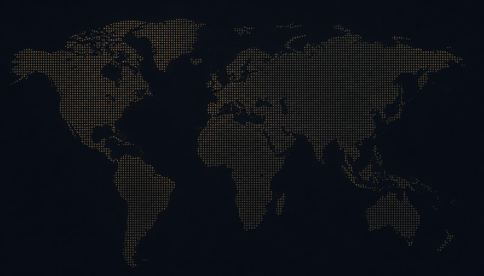 Stylised dotted world map representing global market coverage